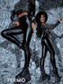 One size, faux leather leggings with insulation - BLACK